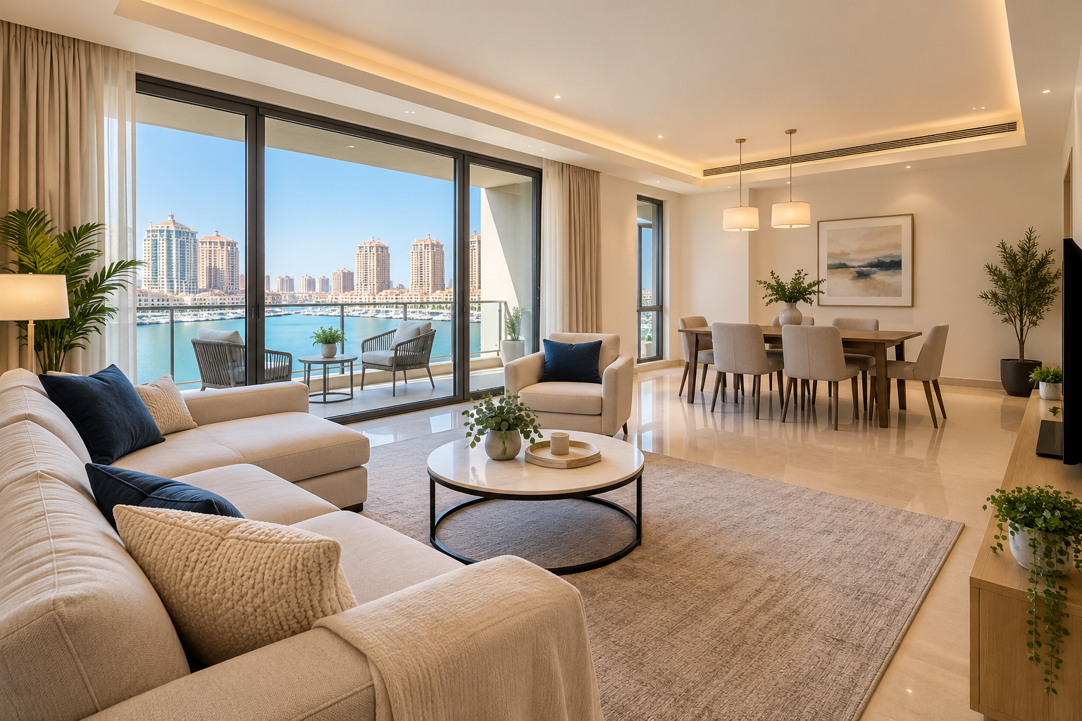 Showcase sample apartment interior for Q-estate AI demonstration
